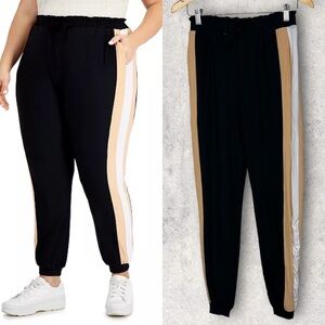 NEW Derek Heart Side Stripe Jogger Pants Size Small Nordstrom Black Cream Boho S
